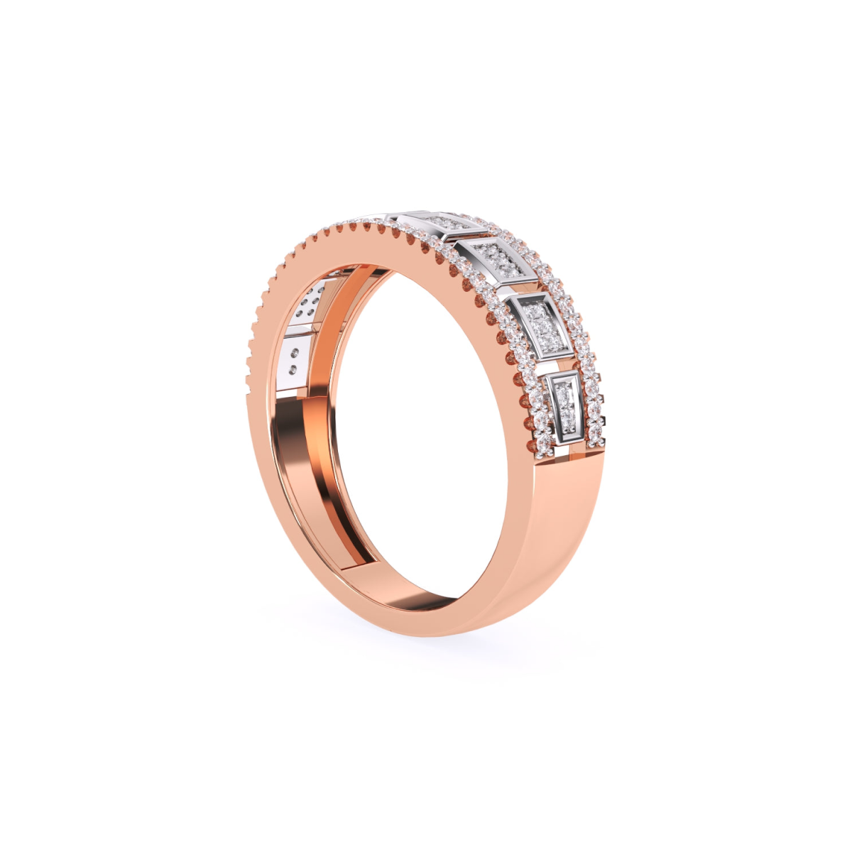 Two Tone Diamond Cluster Lavish Band